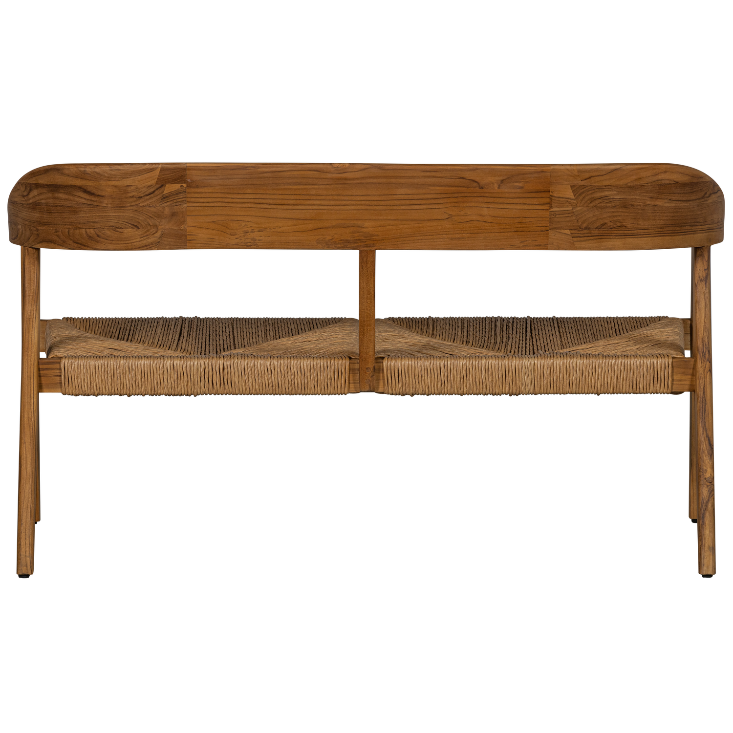 Chena tuinbankje met ronde rug wicker/teak naturel - Afbeelding 5