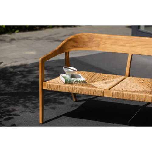 Chena tuinbankje met ronde rug wicker/teak naturel - Afbeelding 2