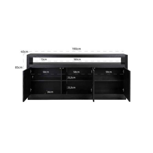 Dressoir Eikenura 3-deuren (Zwart) - Afbeelding 4