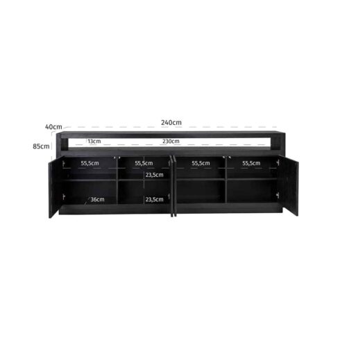 Dressoir Eikenura 4-deuren (Zwart) - Afbeelding 4
