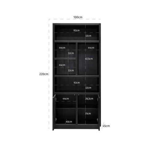 Boekenkast Oakura Eikenhout kleur Zwart - Afbeelding 4
