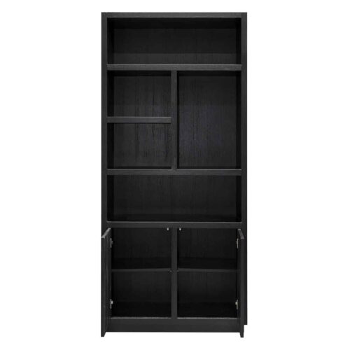 Boekenkast Oakura Eikenhout kleur Zwart - Afbeelding 5