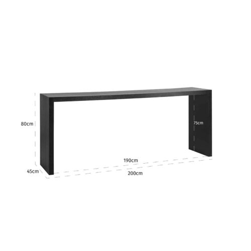 Sidetable Oakura 200 cm - Zwart - Afbeelding 4