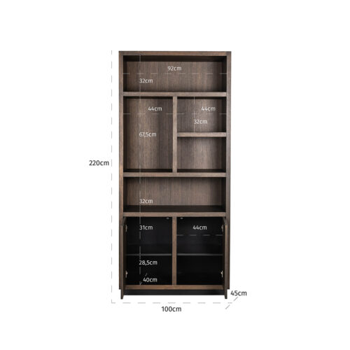 Boekenkast Oakura 220x100cm kleur Bruin - Afbeelding 6
