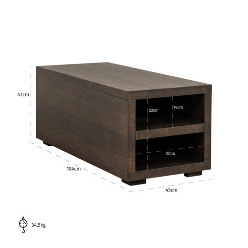 Salontafel Oakura Bank-element 104 x 45c m - Bruin - Afbeelding 5