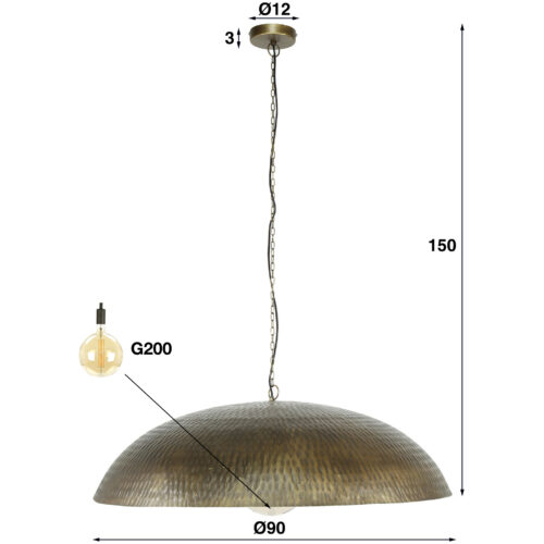 Hanglamp Brons Antiek Ø90 met 1 lamp - Metaal - Afbeelding 18
