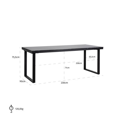 Eettafel Beaumont Faux Marmer 230 x 90 cm - Zwart - Afbeelding 5