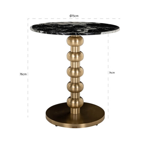 Bistrotafel Witlox 75cm (Zwart/Goud) - Afbeelding 2
