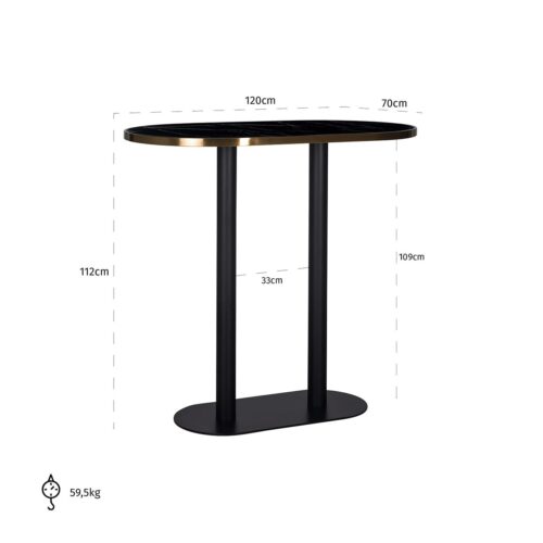 Ovale Bartafel Zenza 105 cm hoog - Zwart - Afbeelding 5