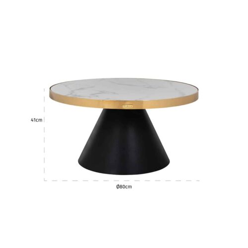 Ronde Salontafel Odin Ø80cm Marmer - Wit - Afbeelding 3