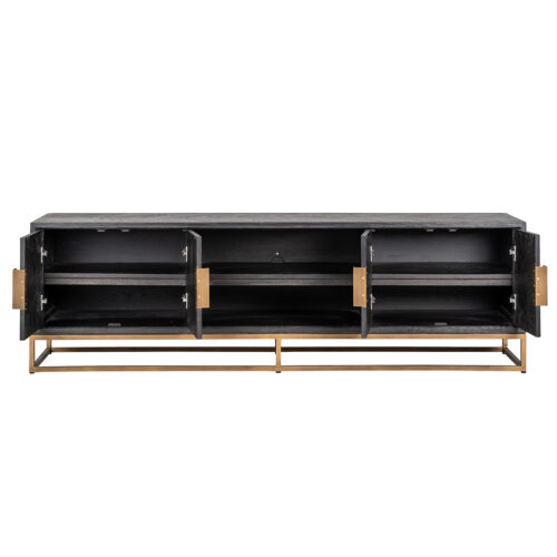 TV-dressoir Blackbone brass 4-deuren 200 (Black rustic) - Afbeelding 6