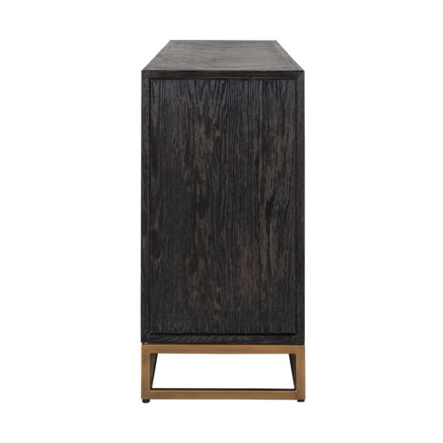 Dressoir Zwartbone brass 4-deuren + open vak (Zwart Rustiek) - Afbeelding 2