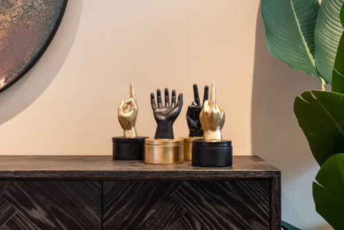 Dressoir Zwartbone brass 4-deuren + open vak (Zwart Rustiek) - Afbeelding 11