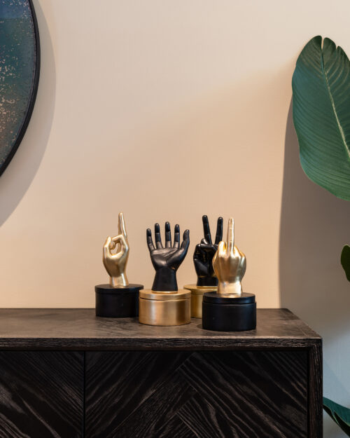 Dressoir Zwartbone brass 4-deuren + open vak (Zwart Rustiek) - Afbeelding 13