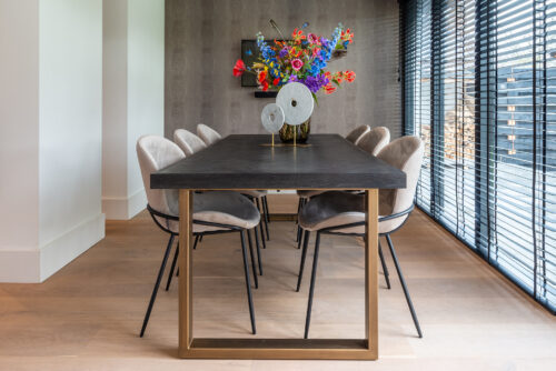 Eettafel Blackbone Eiken 220 x 100 cm met gouden u-poot - Zwart - Afbeelding 5