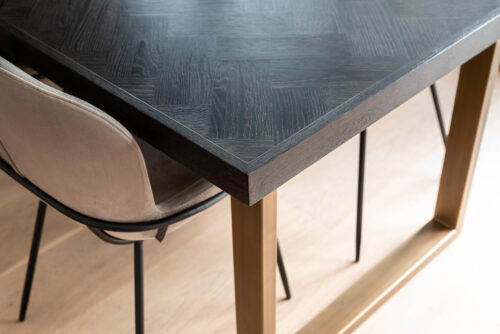 Eettafel Blackbone Eiken 220 x 100 cm met gouden u-poot - Zwart - Afbeelding 7
