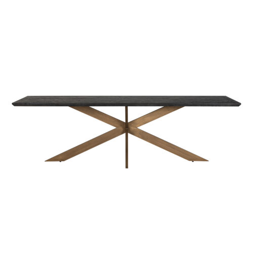 Eettafel Blackbone Eiken 260 x 100 cm met geborsteld gouden spinpoot - Zwart - Afbeelding 4