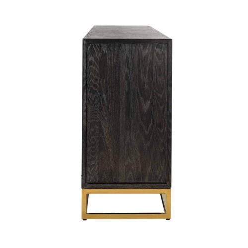 Dressoir Zwartbone Goud 4-deuren + open vak (Zwart Rustiek) - Afbeelding 2