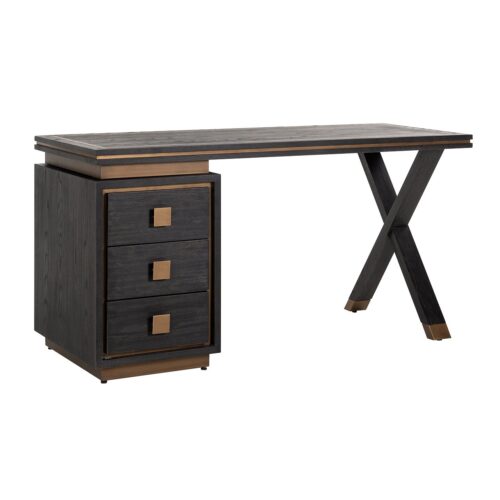 Bureau Hunter Eiken 150 cm - Zwart rustiek