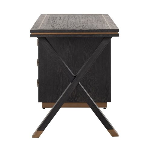 Bureau Hunter Eiken 150 cm - Zwart rustiek - Afbeelding 2