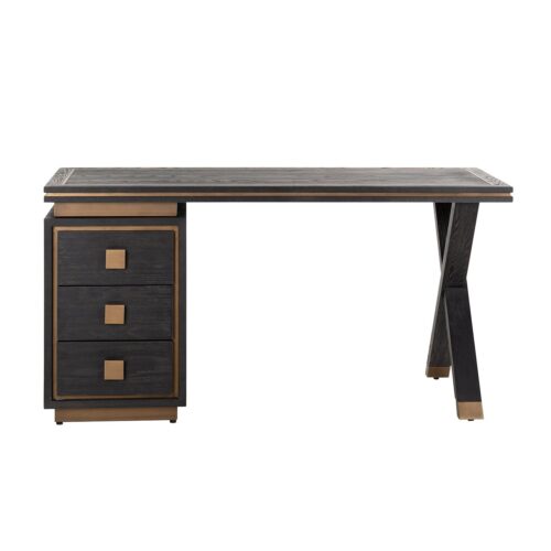Bureau Hunter Eiken 150 cm - Zwart rustiek - Afbeelding 3