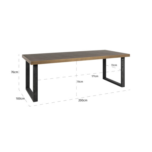Eettafel Bloomville segrijn lederlook 200 x 100 cm - Zwart - Afbeelding 5