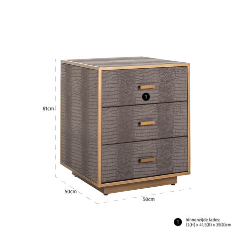 Ladenkast/Nachtkastje Classio 3-laden (Brushed Gold) - Afbeelding 5