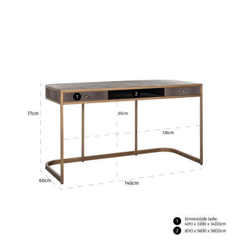 Bureau Classio Vegan Leather - 140 x 60 cm - Afbeelding 5