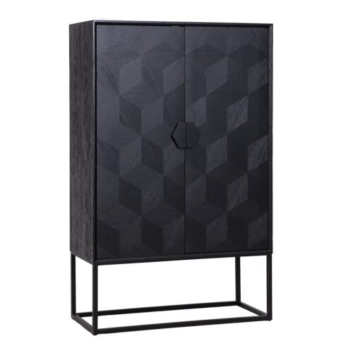 Opbergkast Blax 110 x 175cm Eikenhout en staal kleur zwart