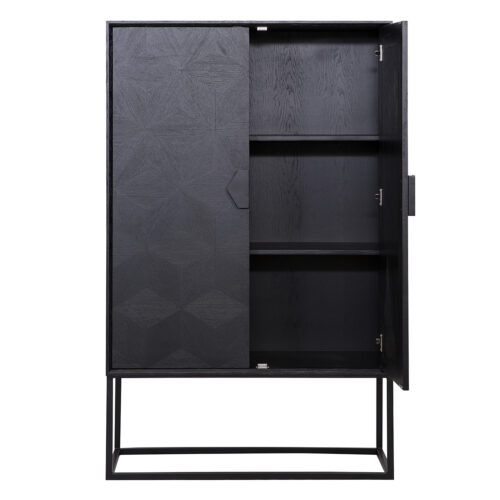Opbergkast Blax 110 x 175cm Eikenhout en staal kleur zwart - Afbeelding 5
