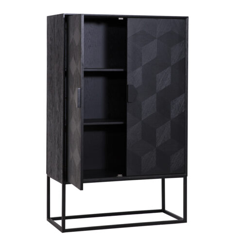 Opbergkast Blax 110 x 175cm Eikenhout en staal kleur zwart - Afbeelding 6
