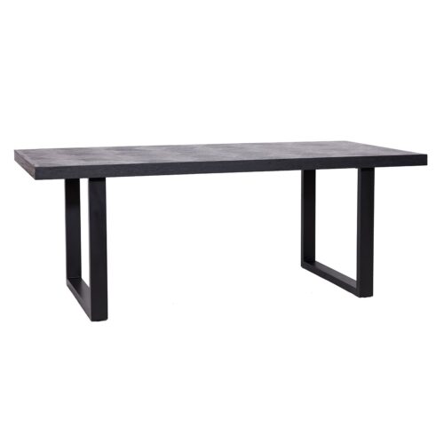 Eettafel Blax 200 x 100 cm eiken met metalen onderstel  - Zwart