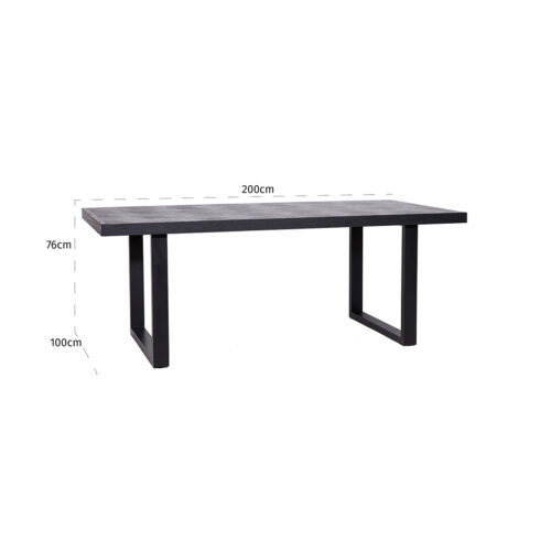 Eettafel Blax 200 x 100 cm eiken met metalen onderstel  - Zwart - Afbeelding 4