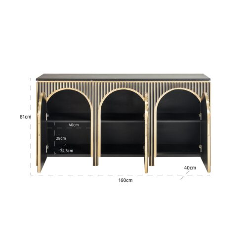 Dressoir Les Arcs 3-deurs (Geborsteld Goud) - Afbeelding 4