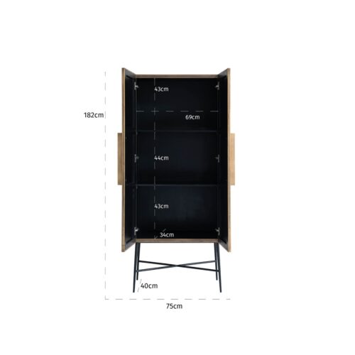 Opbergkast Ironville 75 x 182cm kleur Goud - Afbeelding 4