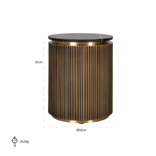 Ronde Bijzettafel Ironville Marmer Ø50 cm - Goud - Afbeelding 3