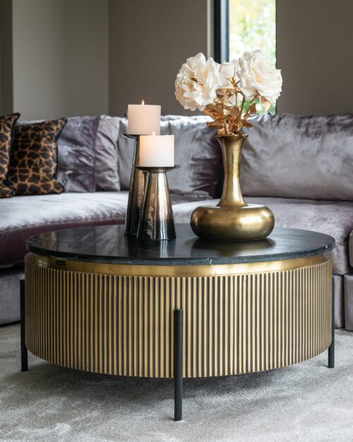 Ronde Salontafel Ironville Ø90 cm - Marmer - Afbeelding 6
