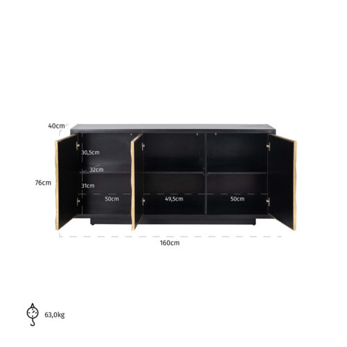 Dressoir Esher 3-deuren (Zwart) - Afbeelding 4