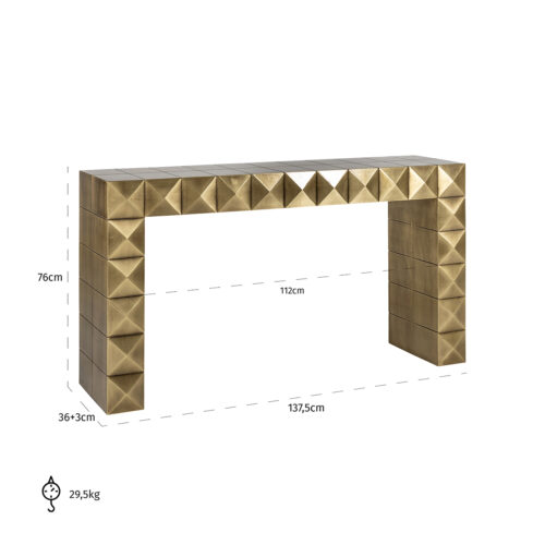 Sidetable Collada 137.5 x 36 cm - Brushed Gold - Afbeelding 5
