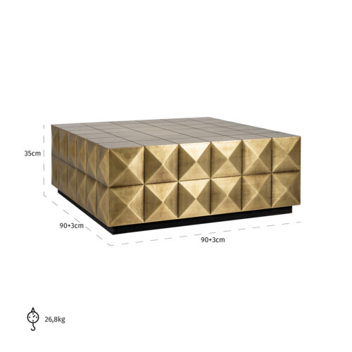 Salontafel Collada met glasplaat 90 cm - Goud - Afbeelding 4