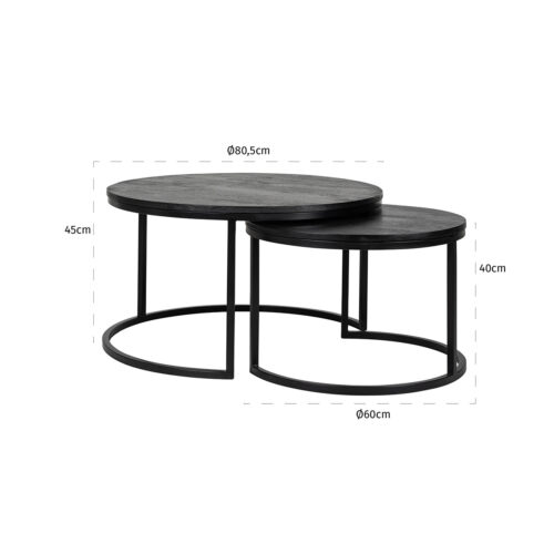 Ronde Salontafel Catana Set van 2 stuks - Zwart - Afbeelding 3