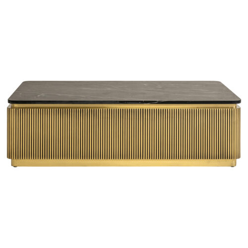 Salontafel Ironville 140 x 80 cm Marmer - Goud - Afbeelding 3