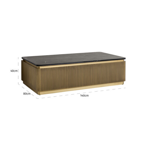 Salontafel Ironville 140 x 80 cm Marmer - Goud - Afbeelding 4