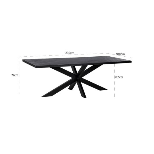 Eettafel Bourbon 230 x 100 cm steenfineer - Zwart - Afbeelding 5