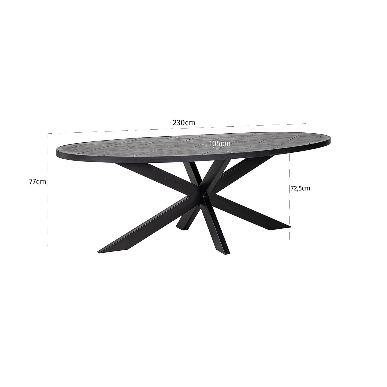 Ovale Eettafel Scotch 230 x 100 cm steenfineer - Zwart - Afbeelding 3