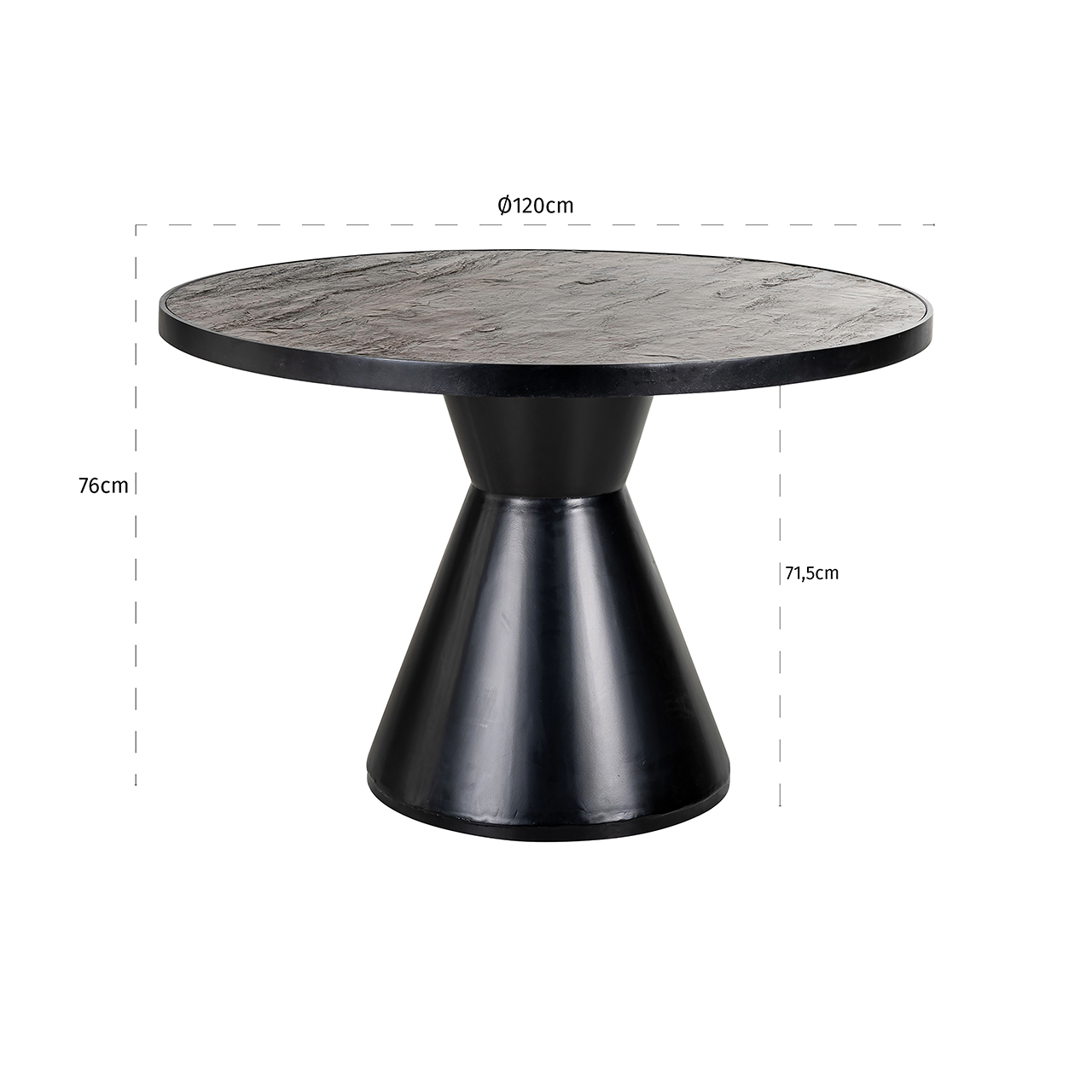 Ronde Eettafel Russel steenfineer Ø120cm - Zwart - Afbeelding 3