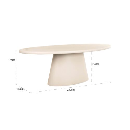 Ovale Eettafel Clayton 220 x 115cm - Beige - Afbeelding 4