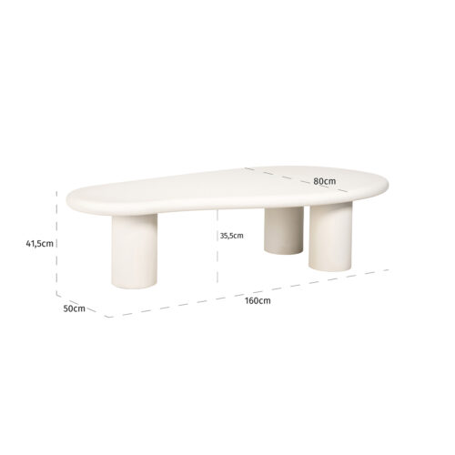 Organische Salontafel Bloomstone 160 x 80 cm -  Wit - Afbeelding 5