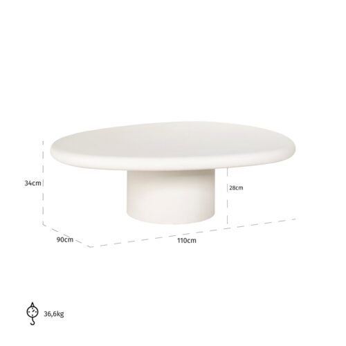 Organische Salontafel Bloomstone 110 x 90 cm - Wit - Afbeelding 3
