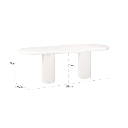 Organische Eettafel Bloomstone 260 x 120 cm - Wit - Afbeelding 4